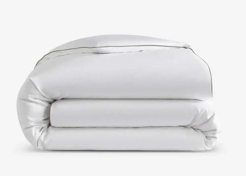 Sunday Citizen Premium Bamboo Piping Collection Queen Duvet Cover Taupe